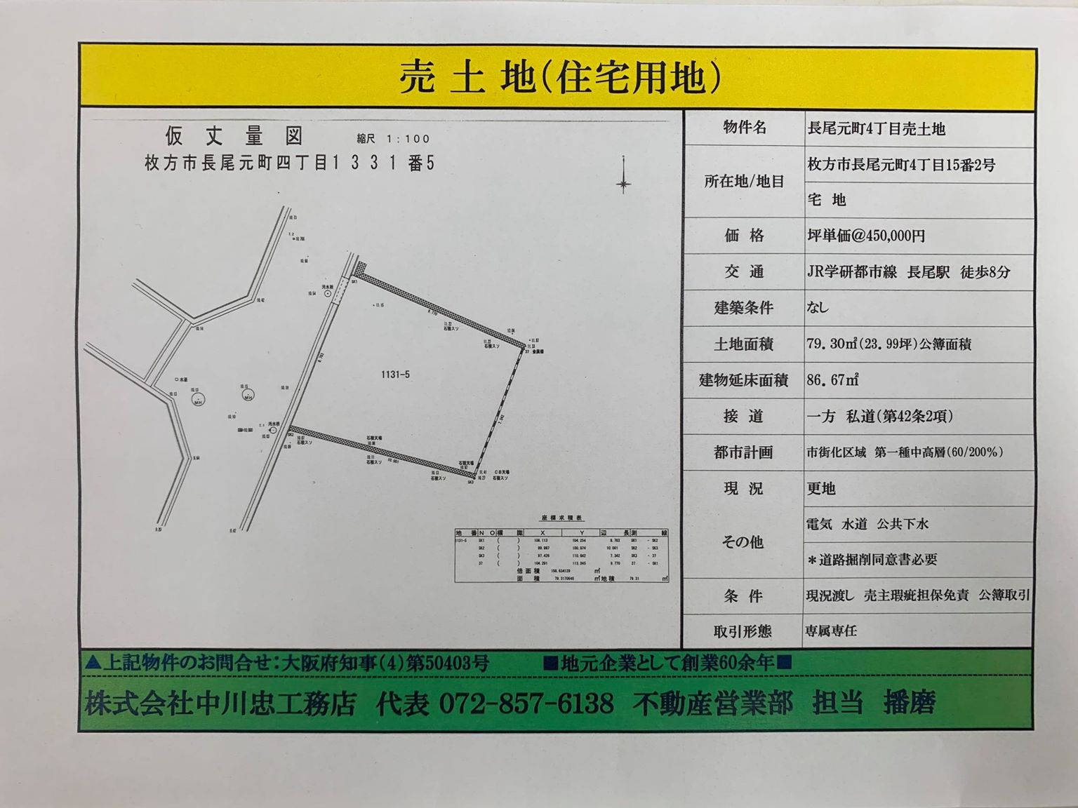 売土地物件情報です