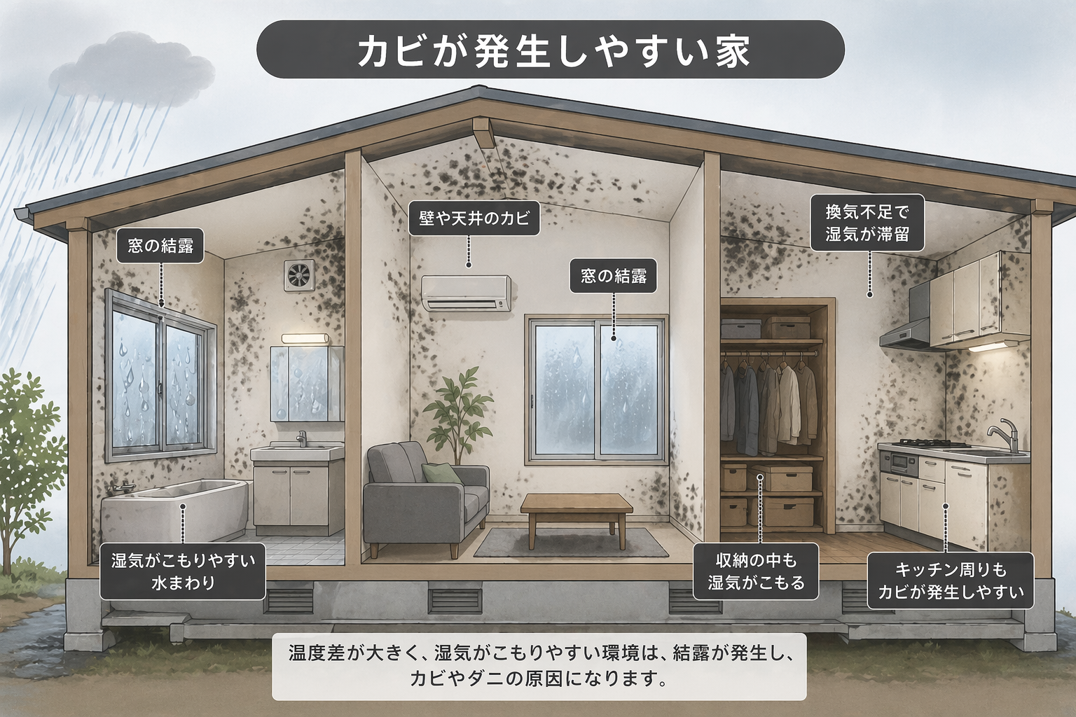 カビが発生しやすい家